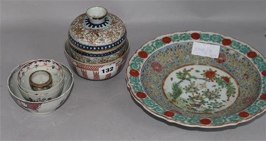 A Tongzhi Shou bowl a Guangxu Chupu & cover and Famille Rose wares